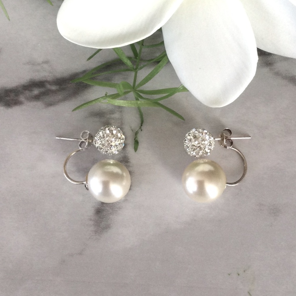 Sterling silvers crystal ball earrings